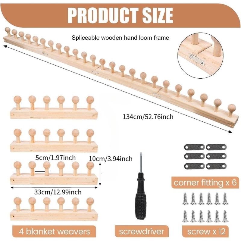 Interchangeable Knitting Frame Tool Adjustable Wooden Weaving Frame For Handmade Scarves Blankets Weaving Craft Project