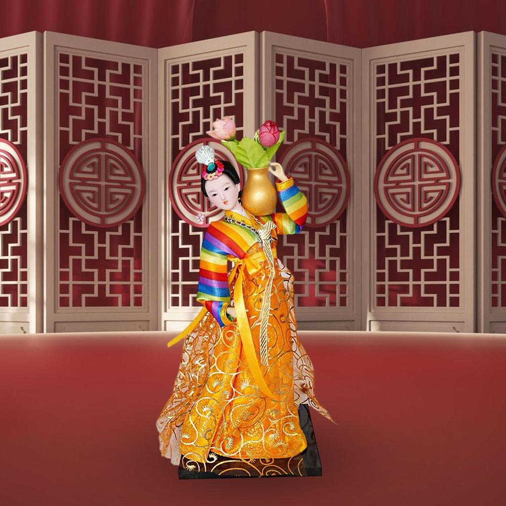 Korean Geisha Figurine Korean Hanbok Geisha Doll Miniature 12 Inch Oriental Doll for Tabletop Home Office Decoration Kids Gift