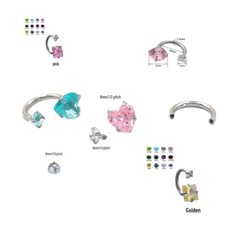 Luxury Dual-Headed Horseshoe Stud Earrings with Zircon Heart