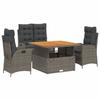 VidaXL Garden Dining Set with Cushions 4 Pcs, Patio Table, Patio Furniture, Outdoor Furniture, Grey 3277464