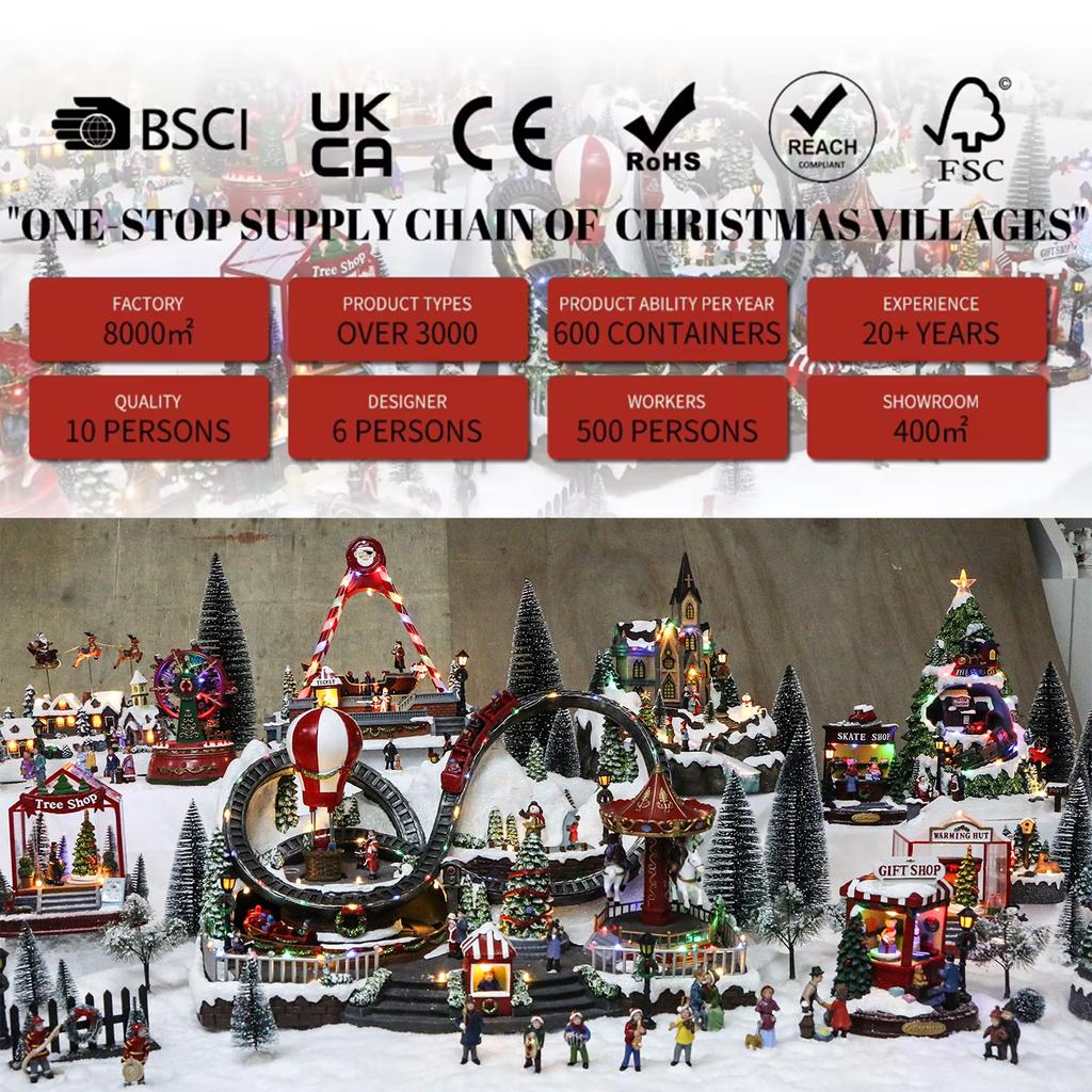 Christmas Playground Rotating Animation Decoration Gift Customizable Carousel Horse Decor Rotating Music Boxes with Light Toys