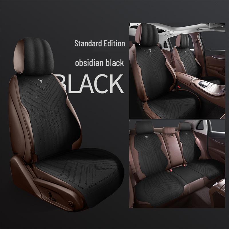 Universal Suede Car Seat Cushion Set for Hongqi HS5/H5 - Breathable, Four Seasons, Three-Piece