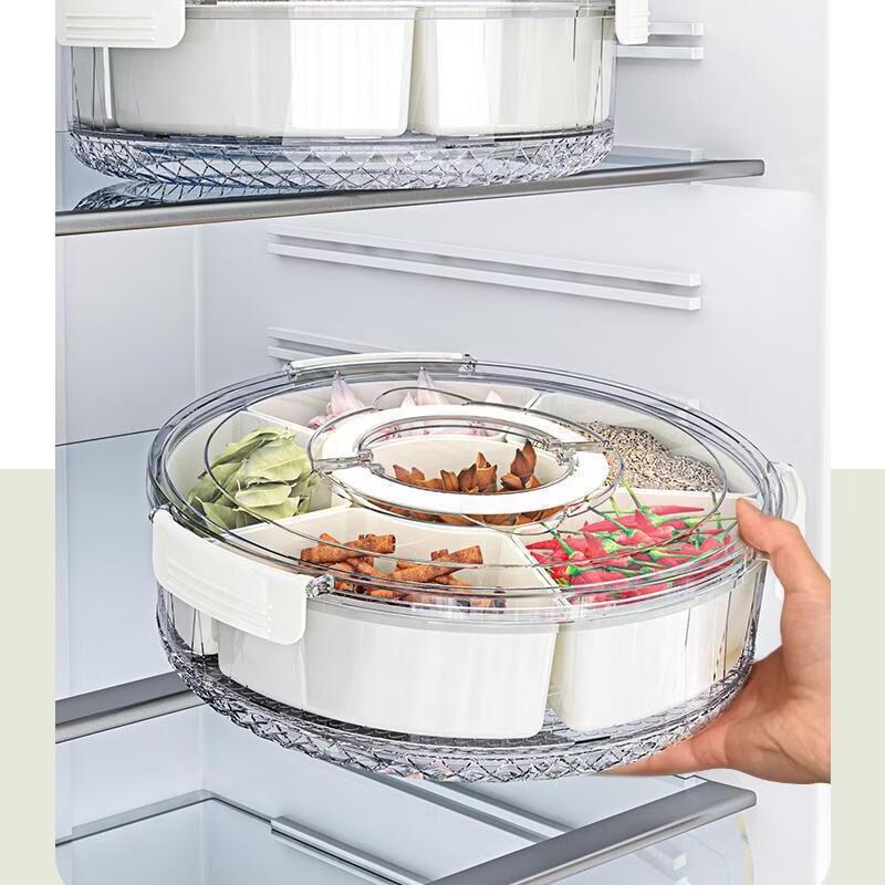 Jun Kaiwei Portable Rotating 6-Compartment Picnic Fruit & Snack Tray with Lid