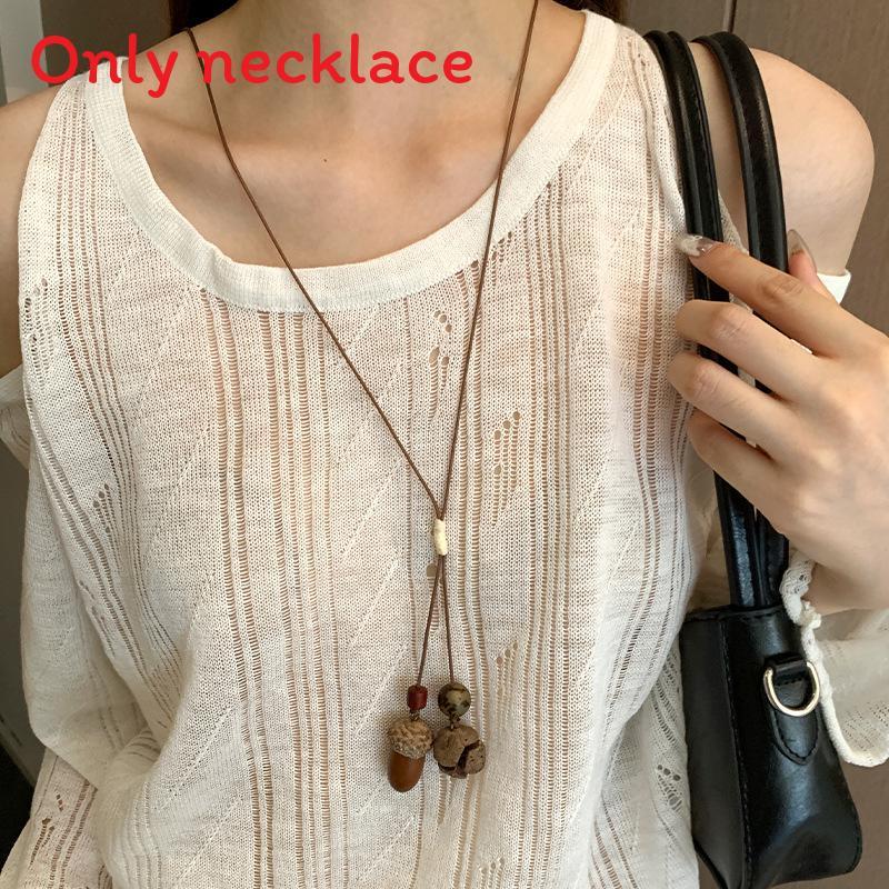 Bohemian Acorn Resin Necklace With Geometric Pendant For Women Summer Fashion