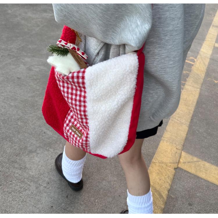 

Новые женские сумки, рождественские, красные, плюшевые, модные. красный