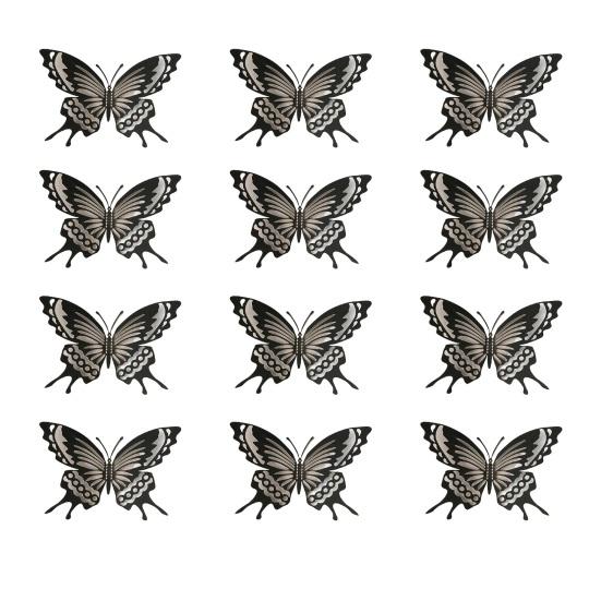 12 Pcs Butterfly Wall Decor 3D Hollow Butterflies Sticker for Birthday Cake Cupcake Toppers Removable DIY Mural Art for Room Office Bedroom