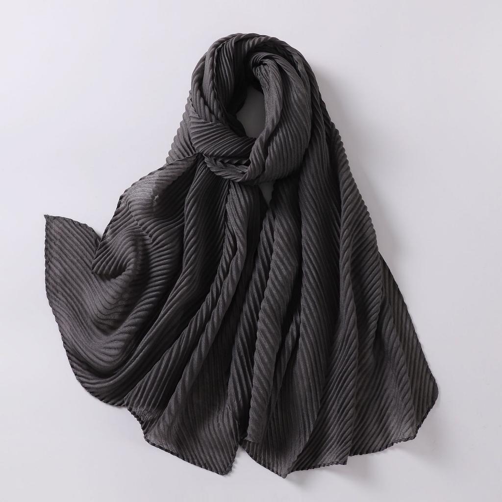 Large Size Pleated Hijab Scarf For Women Muslim Daily Wear