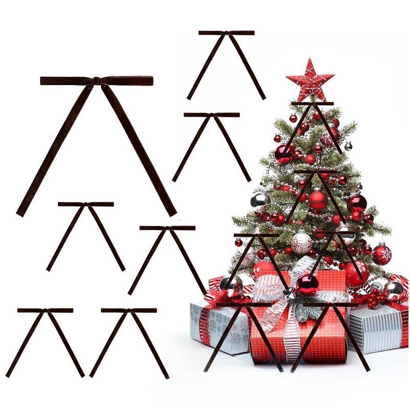 10 PCS Velvet Bows Christmas Tree Bow Velvet Ribbon Bow Vintage Wreath Decoration Xmas Gift Wrapping DIY Crafts