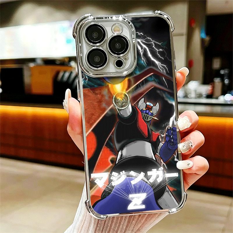 

M-Mazinger Z Anime Plating Phone Case For Iphone 16 17 Pro Max Air 16E 14 15 Plus 12 13 Mini Anti-Fall Airabag Cover iPhone 14 Pro