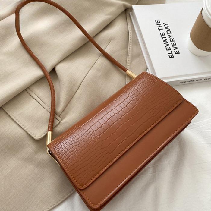 Winter New Alligator Pattern Shoulder BagWomen New Small Square Bag Designer Flap Armpit Bag Vintage Hand Bag