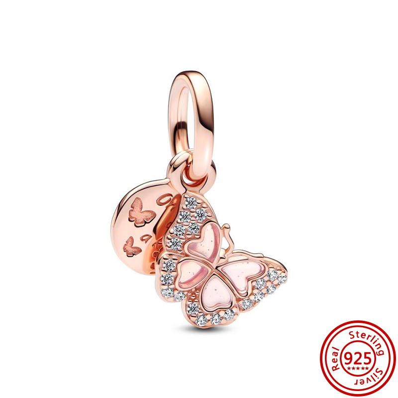 925 copper Bee Caterpillar Butterfly Dragonfly Ladybug Four Leaf Clover Lucky Charm Beads Fit Pantaro Bracelet Fine Zircon Gift