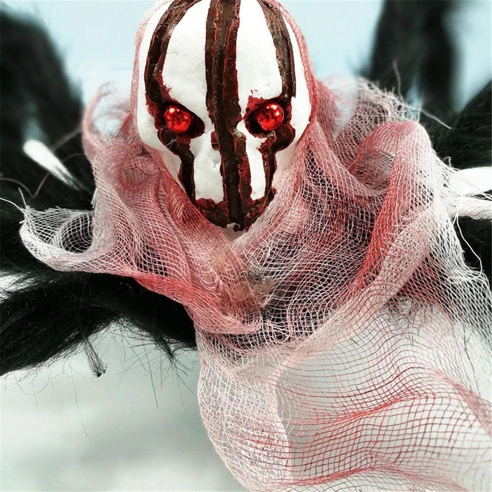 Toy Kids Toy Furry Spider Simulation Spiders Halloween Spider Spider Decoration with Skull Head