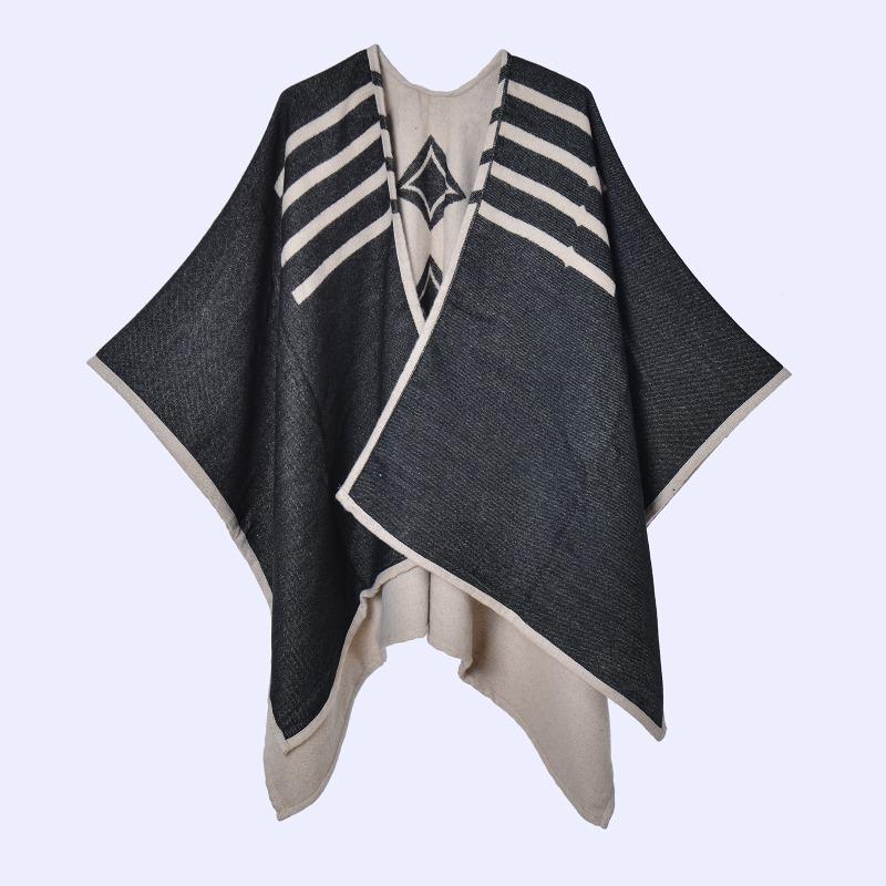 Simple and High-end Shawl Grassland Yunnan Shawl Cape with Cape Imitation Cashmere Scarf