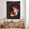 VIKAMA Japanese YinYang Koi Carp Tapestry Cherry Blossom Art Bedroom Living Room Office Tapestry Home Decoration