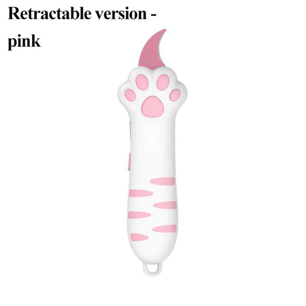 Plastic Material Cat Paw Box Cutter Cartoon Design Retractable Cat Knife  Cardboard Cutting