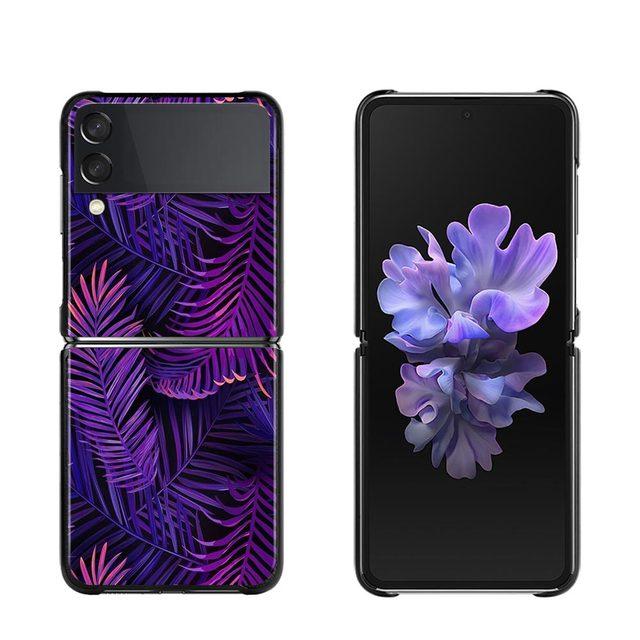 

Чехол для телефона Samsung Galaxy Z Flip3 5g, чехол для задней панели Samsung Z Flip Capa, черный корпус, жесткий чехол, винтажный банановый лист, цветок For Samsung Z Flip
