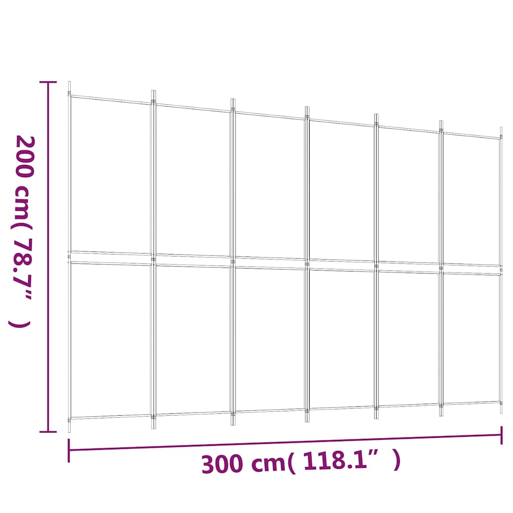 Vidaxl 6-Panel Room Divider, Black, 300X200 Cm, Fabric