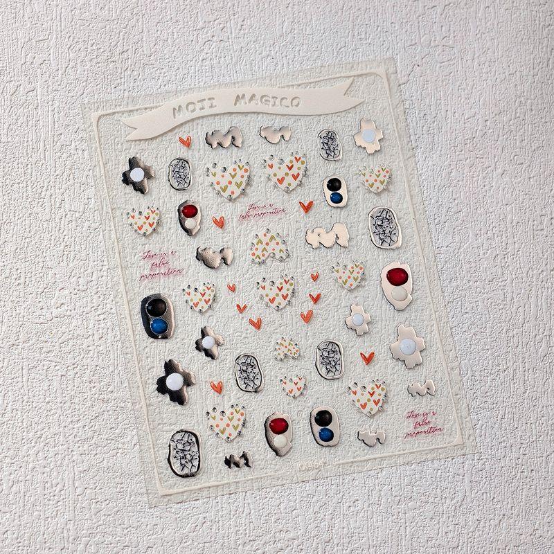 

Qiji Jelly Glue Embellishment Heart Hot Silver Asymmetrical Shape Nail Sticker Waterproof Nail Sticker Ornament Kx464 kx464 (hot silver part Jelly Glue)