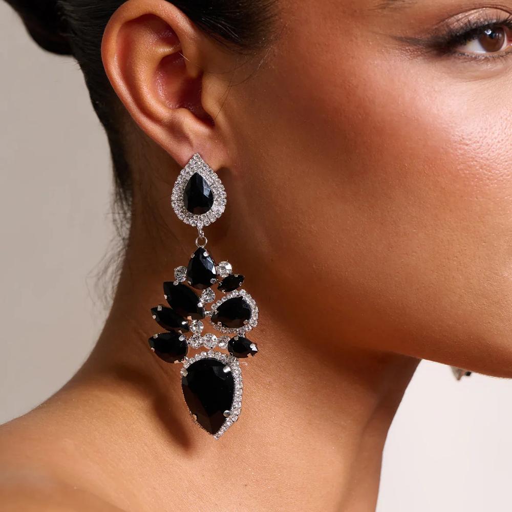 

Stonefans Серьги-подвески в форме капли воды для женщин Свадебные Роскошные украшения Заявление Серьги со стразами Аксессуары Подарок Свадебные Silver