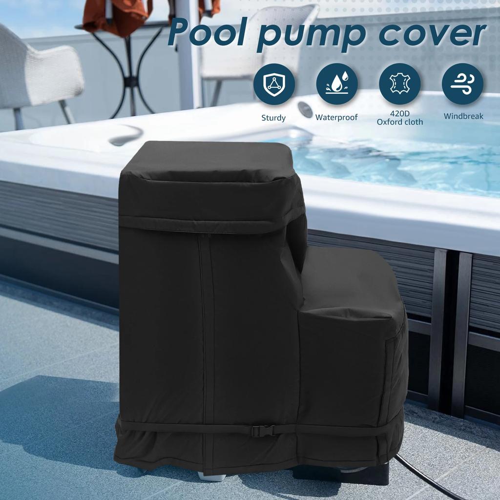 Pool Pump Cover Waterproof Silver Lining Lid Practical Pool Pump Cover Tightly Strapped Pool Pump Cover For 4-16inch Filter Pump
