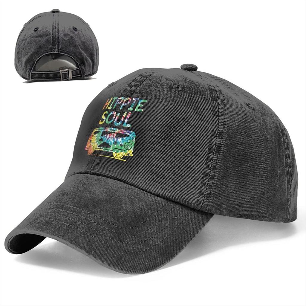 Hippie Soul Tie Dye Van Graphic Baseball Cap Adjustable Cotton Casual Dad Hat