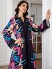 0808 Cross-Border Muslim Women's Printed Long Robe Dress - Middle East & Western Styles