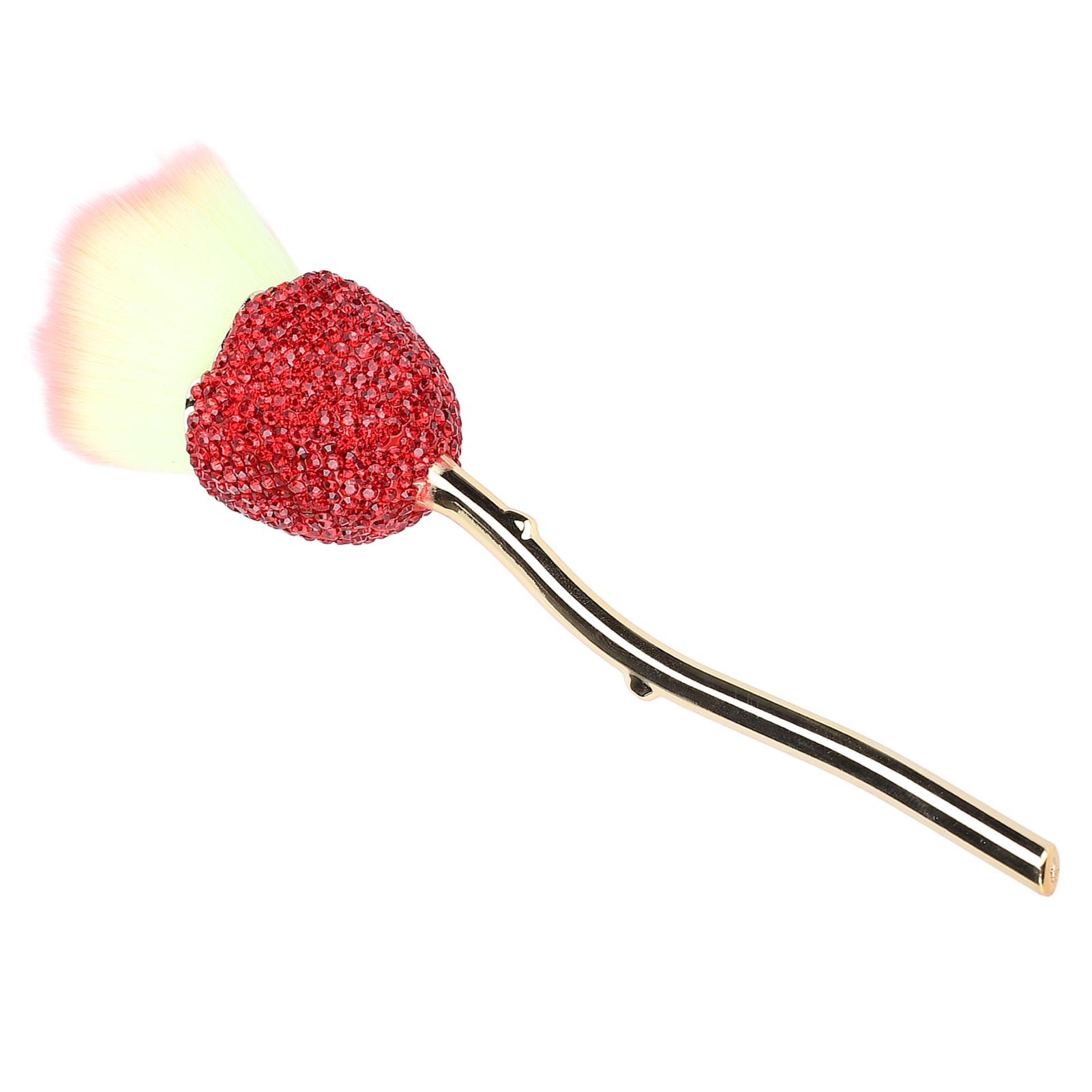 

Кисть для макияжа в виде цветка, сверкающие красные стразы, пушистая, с сильной захватывающей способностью, кисть для удаления пыли с ногтей