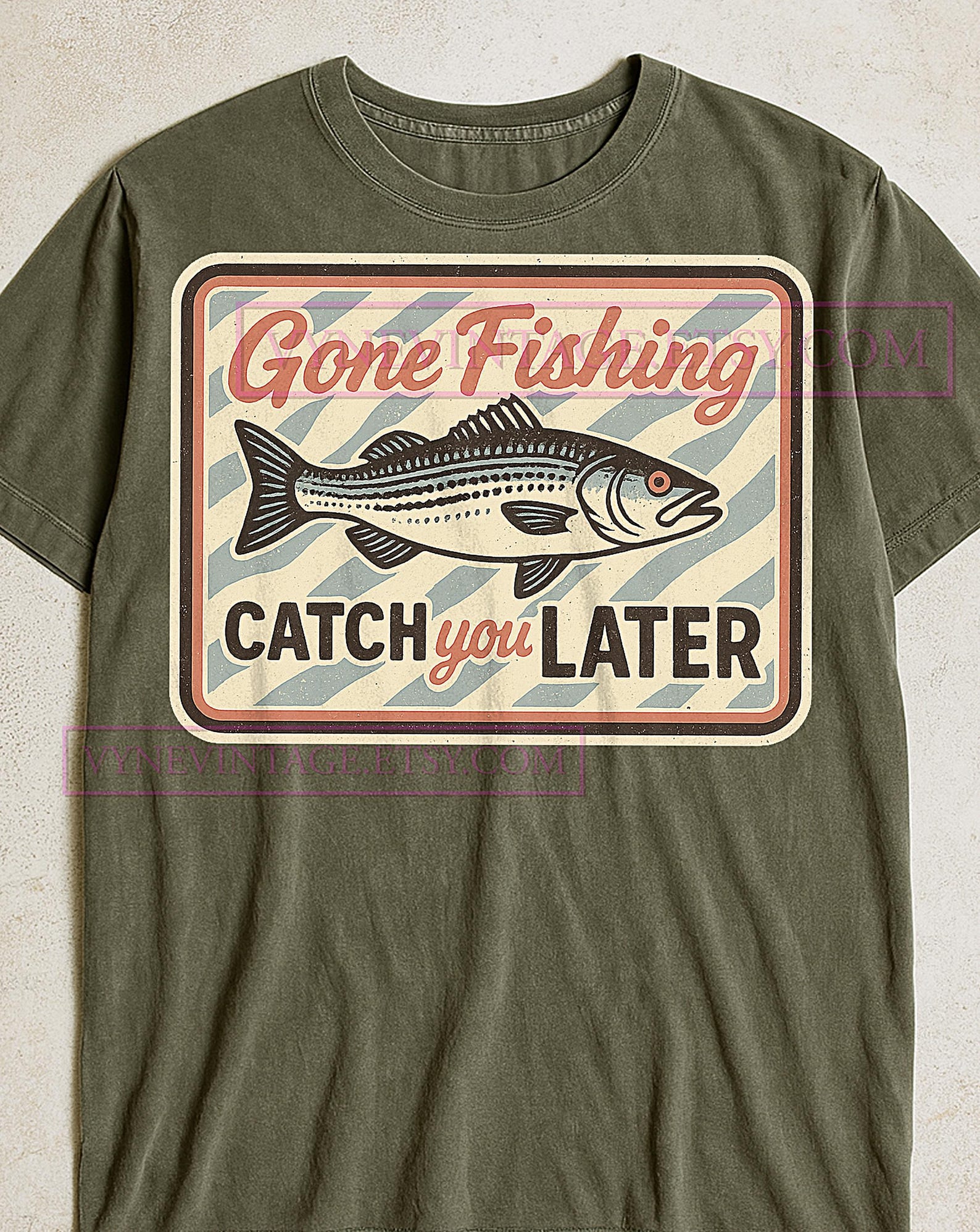 Gone Fishing Catch You Later T-Shirt, Vintage Fishing Retro Cartoon Style, Outdoor Adventure Angler Shirt, Humorous Fishing Gift S