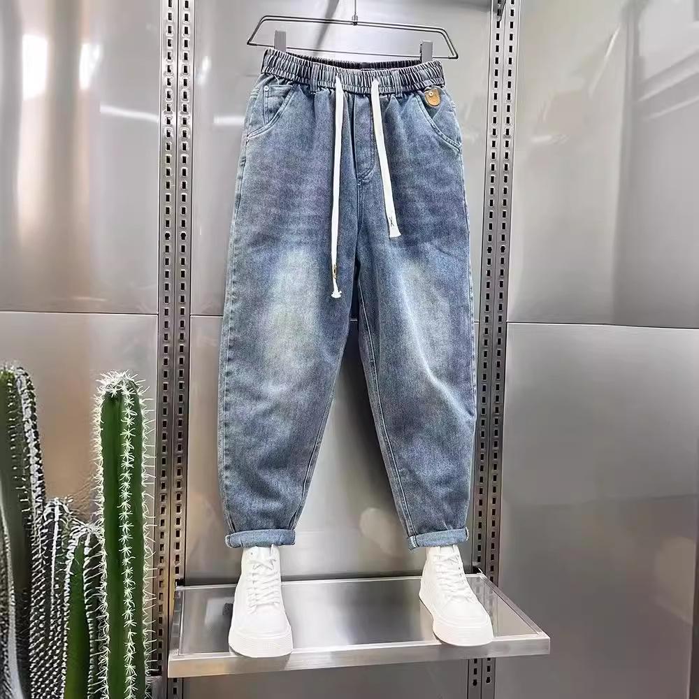 Blue jeans summer men's new loose casual pants fashion straight versatile Harlan nine-point pants