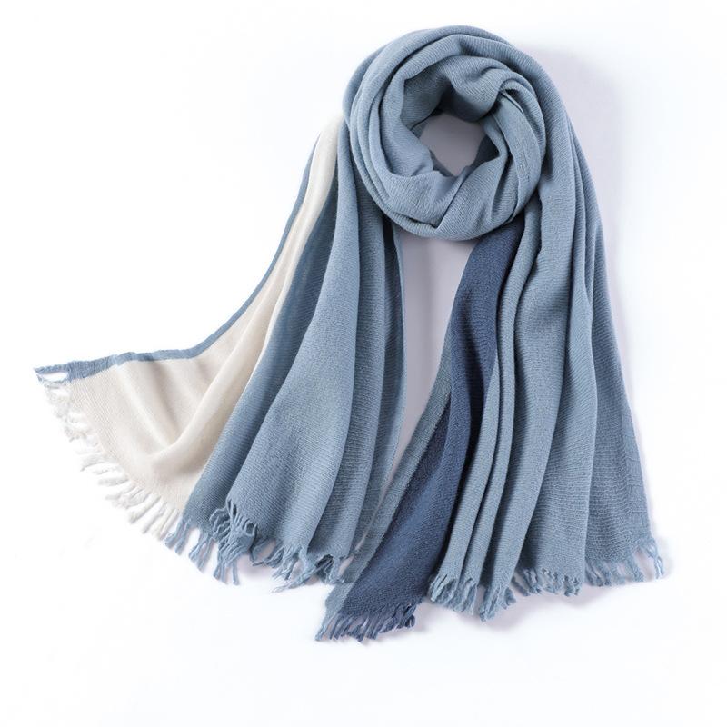 2025 women's knitted wool scarf women's fringed color matching wool lady scarf shawl warm wear fashion