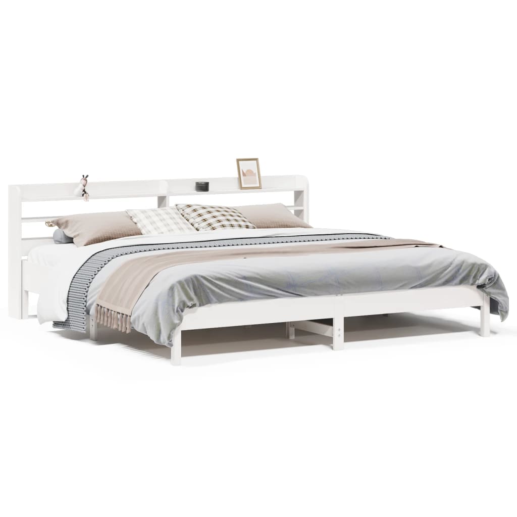 Solid Wood Bed without Mattress White 180x200 cm Pine Wood