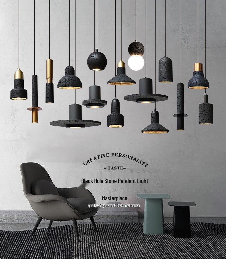 Stylish Yellow Travertine Wabi-Sabi Pendant Lights for Bedroom or Restaurant