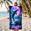 Neon Dolphin (1) Custom Name Beach Towel Large Towel for Beach Pool Swimming Vacation Travel Gift