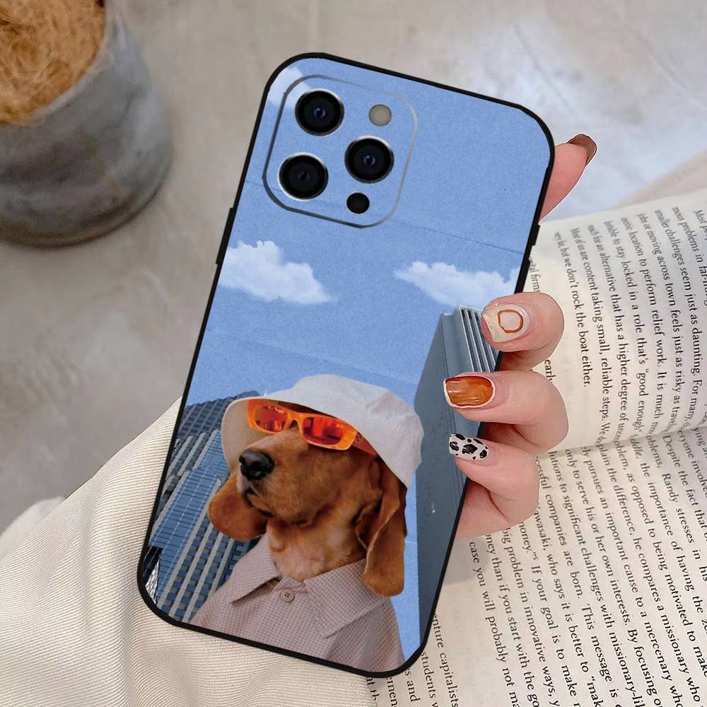 Lustige Süße Hund Handyhülle Für iPhone 17,16,15,14,13,12,11 Plus,Pro Max,XS,Weiche Silikon Schwarze Hülle