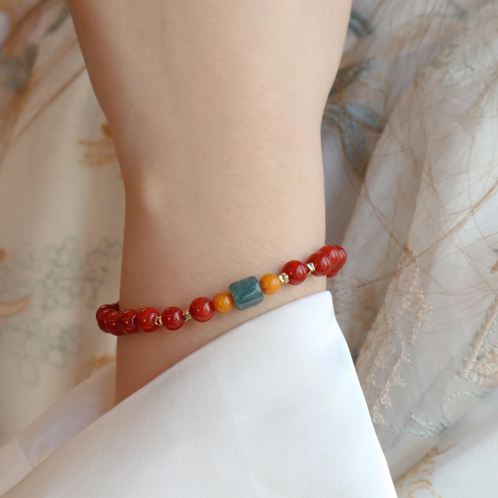 New Chinese Nanhong Agate Beaded Bracelet Fashion Women Daily Jewelry Lucky Gift