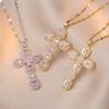 Niche High-End Cross Pendant Necklace European American Style Copper Inlaid Color Zircon Fashion Versatile Women Jewelry