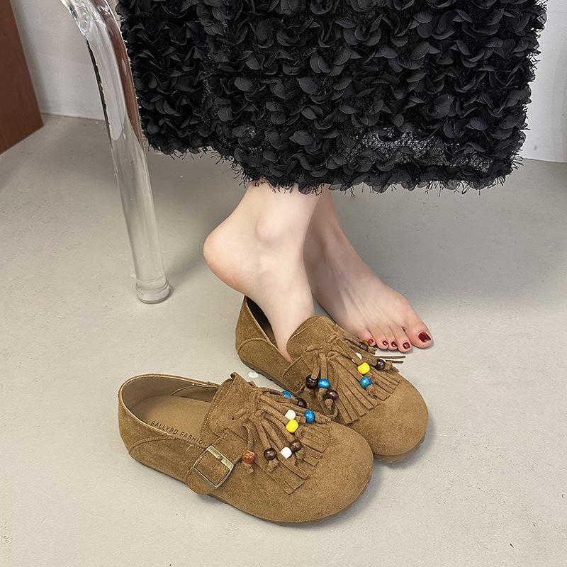 Flat Tassel French Niche Bohemian Women's Outer Wear 2025 Spring Summer Evening Wind Mary Jane Grandma Shoes Women