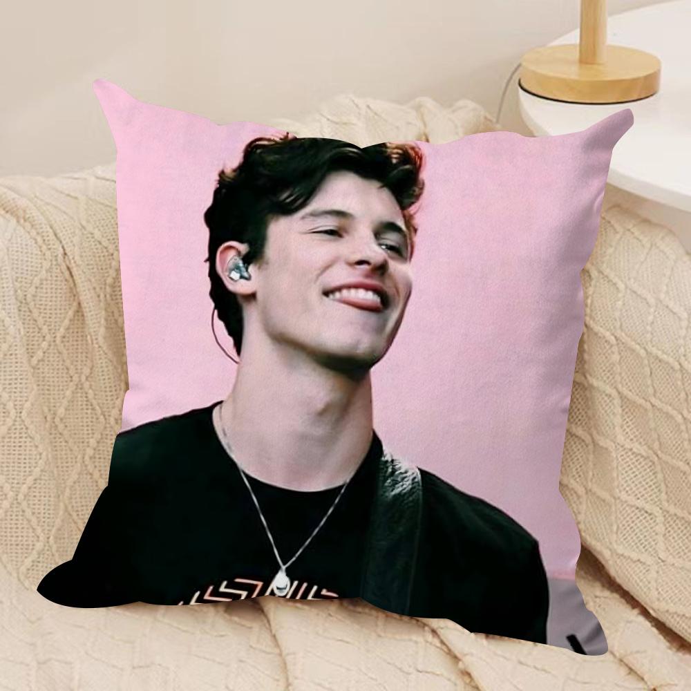 Sänger SShawn Mendes Kissenbezug Seidiger Kurzer Plüsch Beidseitig Bedruckter Kissenbezug für Sofa Alle Jahreszeiten Heimdekoration Geschenk