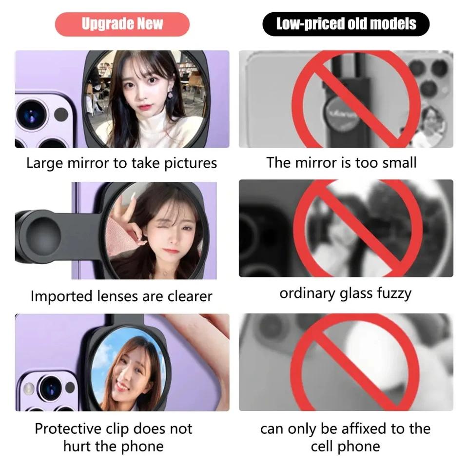 New Mobile Phone Rear Camera HD Reflective Selfie Mirror with Storage Bag for IPhone Photo Video Selfie Vlog Phone Accessories