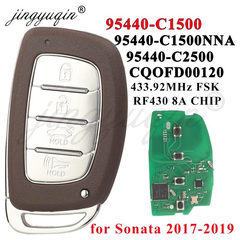 

jingyuqin 95440-C1500 /C1500NNA /C2500 CQOFD00120 for Hyundai Sonata 2017 2018 Smart Remote Car Key FOB 4BTN 433MHz 8A Chip