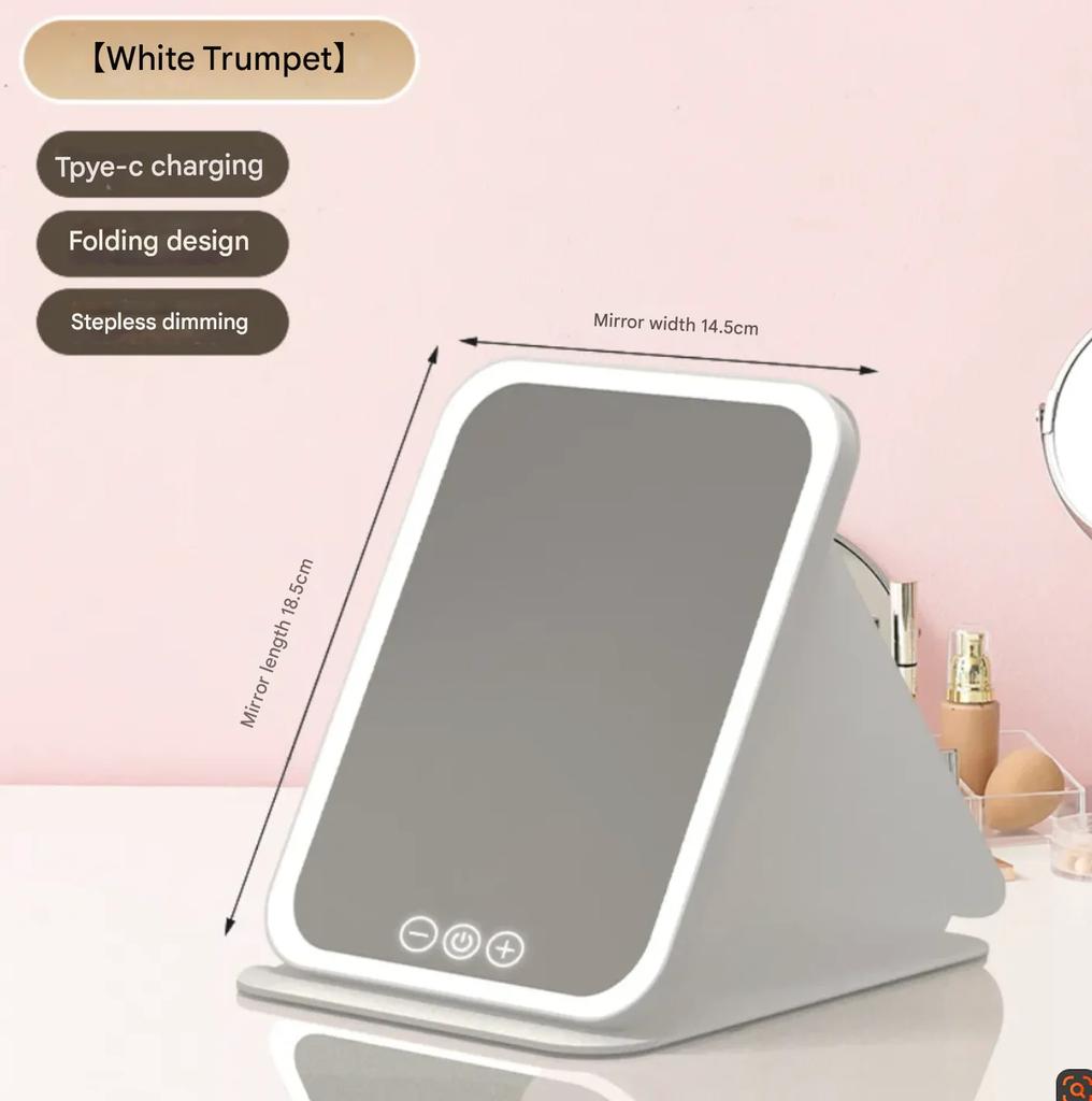 Portable LED Makeup Mirror,Foldable Makeup Mirror with Light, Desktop Fill Light Mirror For Student Dormitory & Office