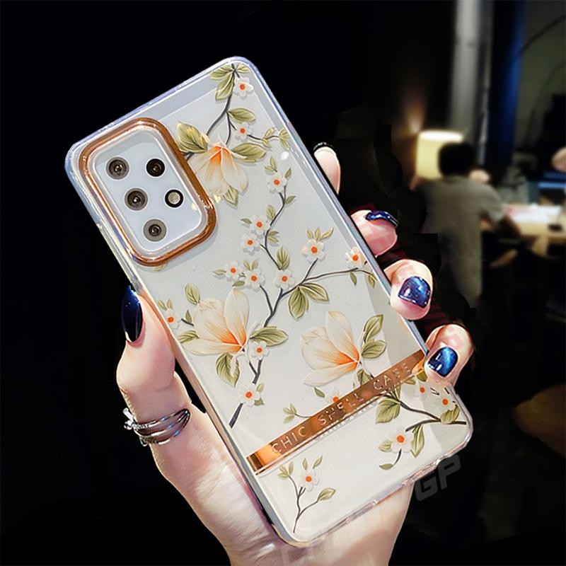 Flower Leaf Soft Silicone Case For Samsung Galaxy A12 A52 A72 5G A51 A71 S20 FE S21 S30 Plus Ultra iPhone 12 11 Pro Max 8 7 Plus Clear Back Cover