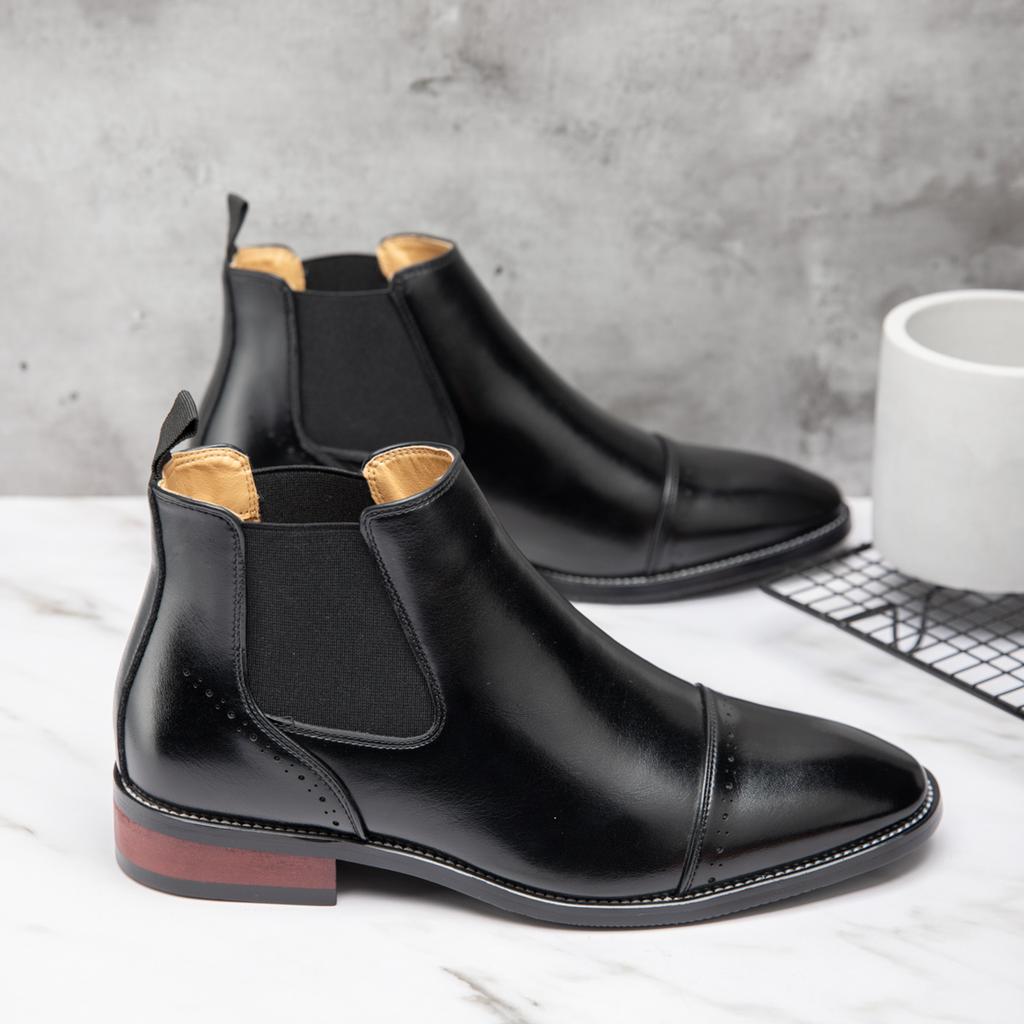 Fashion 2025 Retro Men's Solid Color Pointed Business Ankle Boot  Comfortable Wedding  Party Shoe Breathable  And  Anti-Slip Ankle Boots