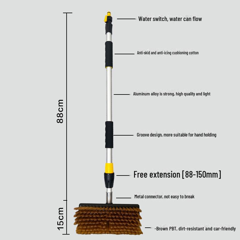 Telescopic Car Cleaning Brush with Soft Bristles, Long Handle, and Absorbent Mop Head