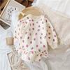 Girls Plush Sweatshirt Dress German Velvet Dress Children's Baby  Polka Dot Flower Bud Skirt
