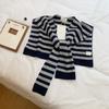Knitted striped wool shawl women's spring and autumn with fake collar shawl scarf versatile vest