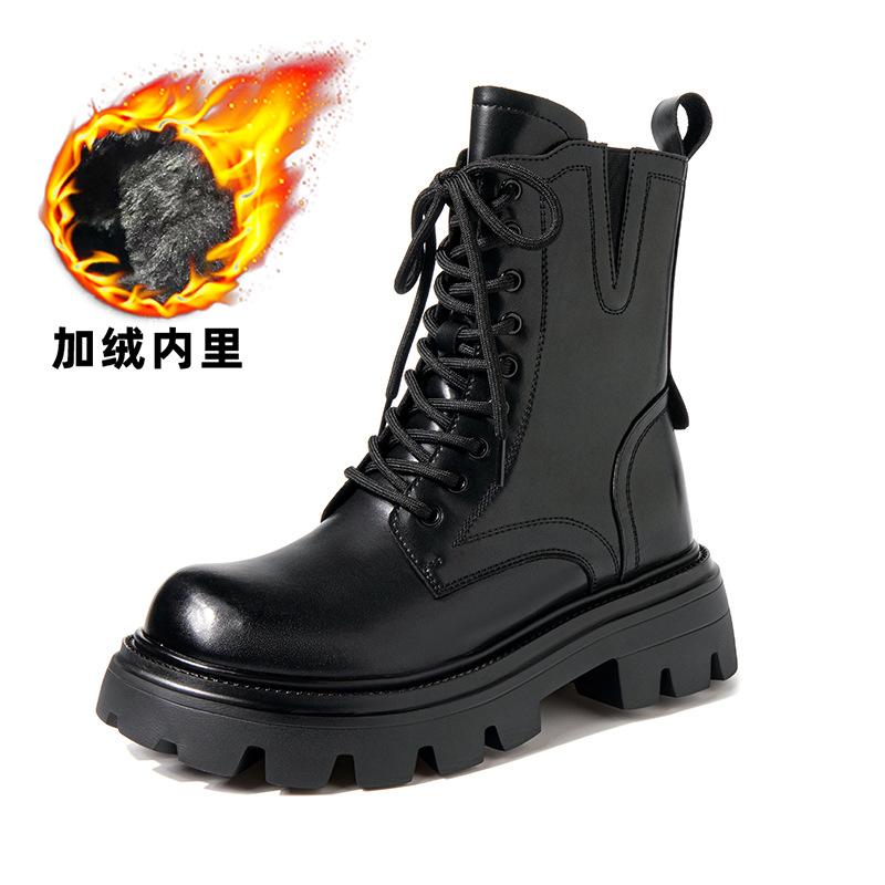 

Новые ботильоны на толстом каблуке 2025 весна и осень, ботинки в британском стиле, небольшое увеличение роста, ботинки Мартин, подчеркивающие стопу, маленькие модные короткие ботинки 39