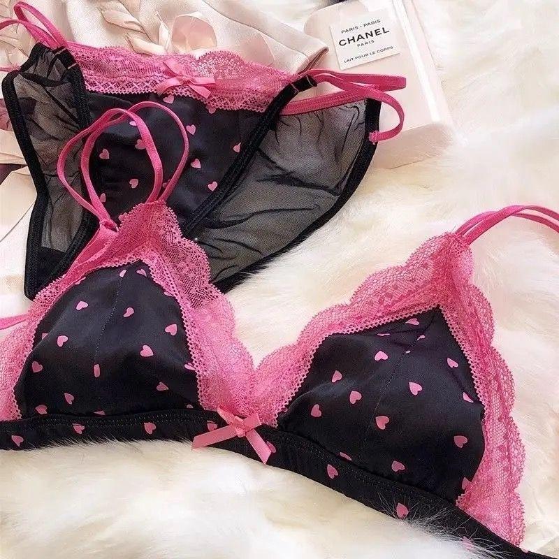 Japanese simple underwear women sweet cute bow lace bra no steel ring no trace gather girl bra cover