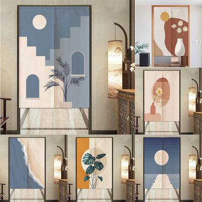 Nordic Landscape Flowers Door Curtain Bathroom Partition Curtains Noren Curtain Living Room Kitchen Entrance Doorway Curtains