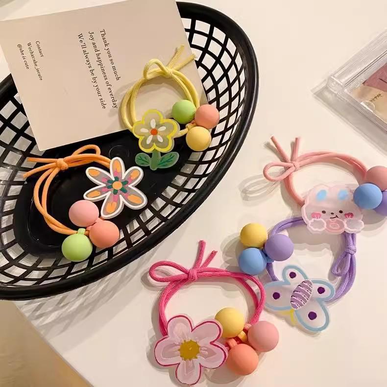 Haarschonendes elastisches Haargummi-Set für Kinder - Rutschfest, verdickt, hohe Elastizität, Blumenmädchen-Accessoires